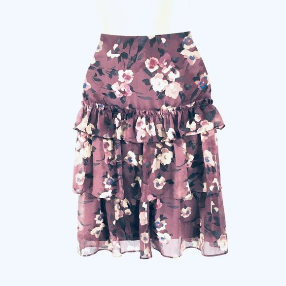 Lauren Ralph Lauren Women's Sz 12 Floral Georgette Tiered Mini Skirt NWT - Picture 14 of 15